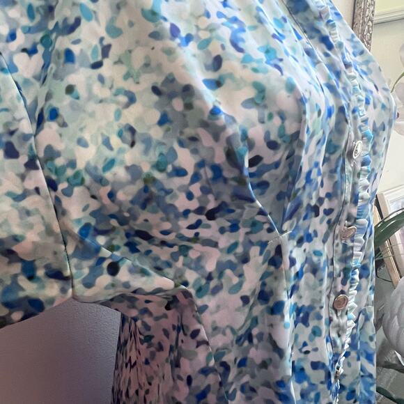 Zara Mini Satin Multicolor Button Down  Dress Large Long Sleeve Women's Size Lg - Picture 4 of 7